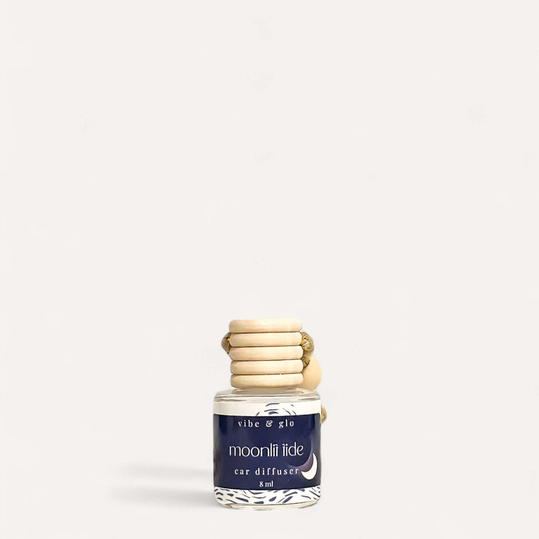 Moonlit Tide refillable car air freshener diffuser with wooden beads, stylish and elegant design.