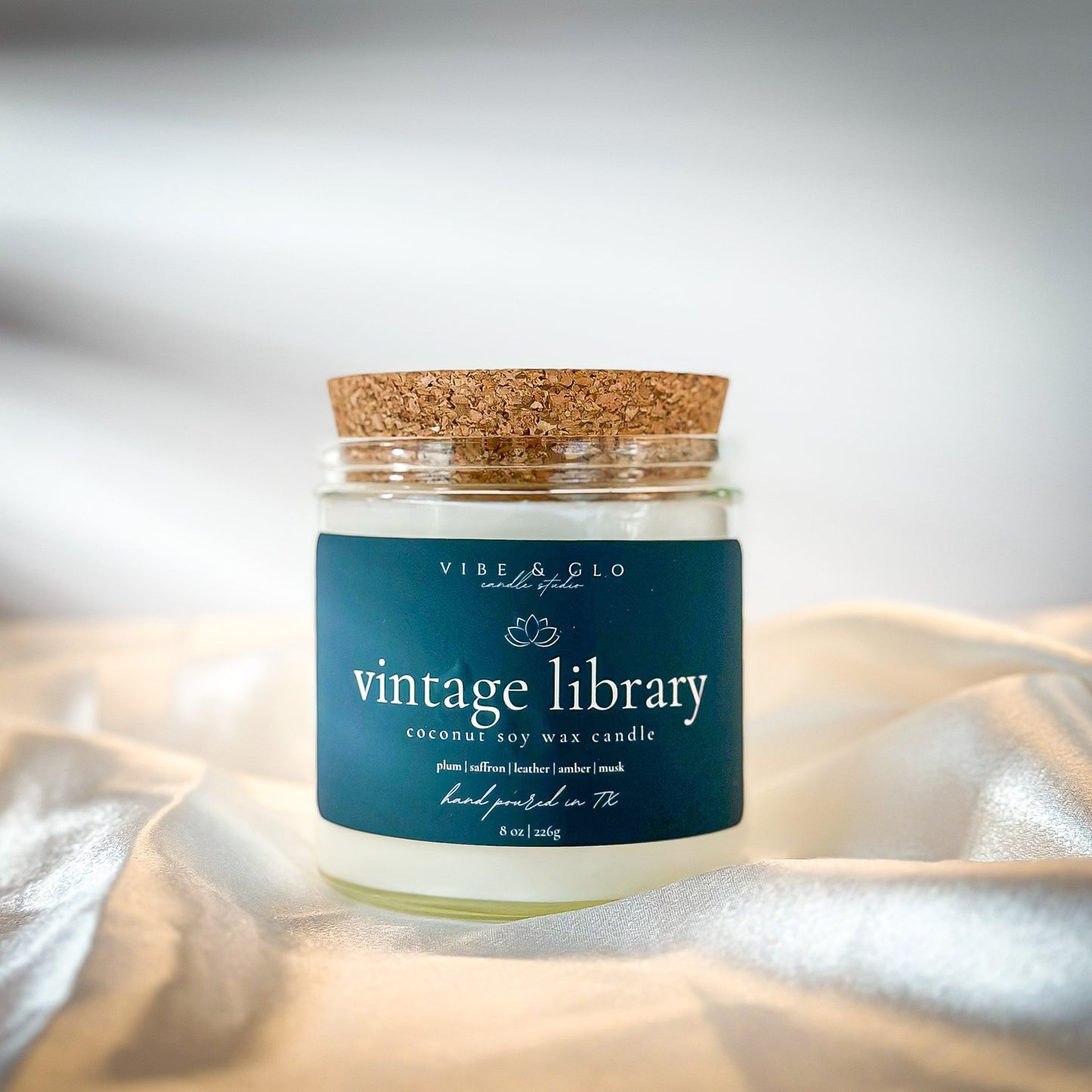 Vintage Library Coconut Soy Wax Candle | 8 oz - Vibe & Glo Candle Studio