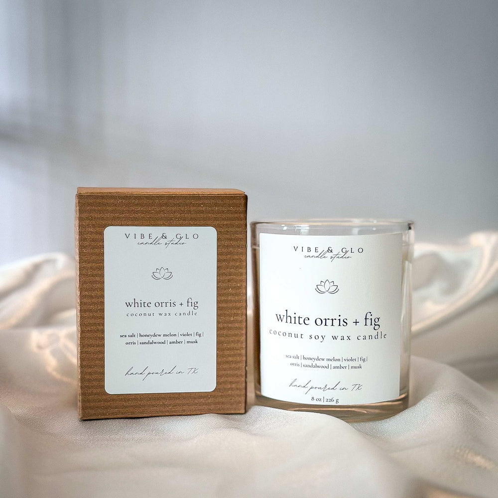 
                  
                    White Orris + Fig Coconut Soy Candle - Vibe & Glo Candle Studio
                  
                