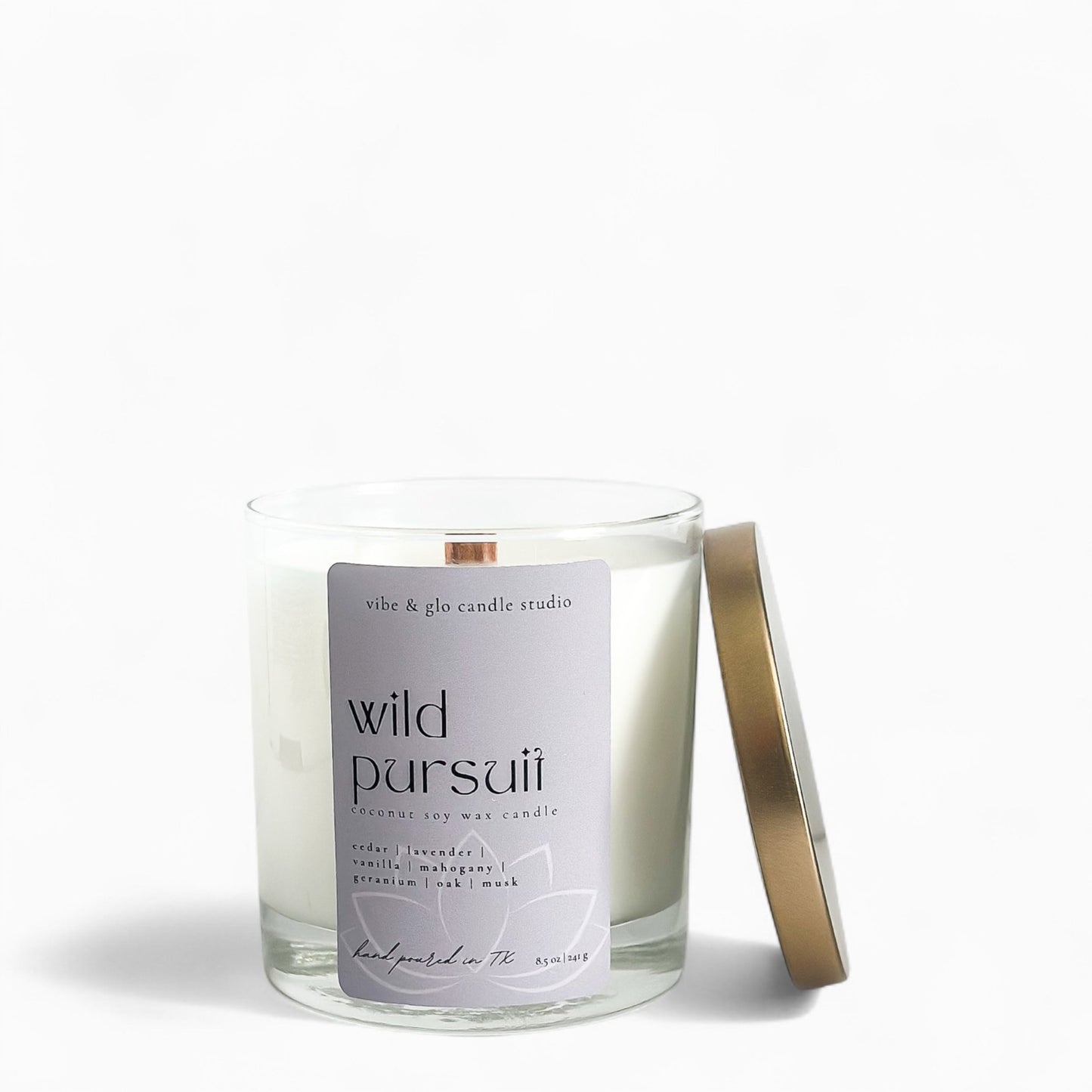 Wild Pursuit Coconut Soy Candle - Vibe & Glo Candle Studio