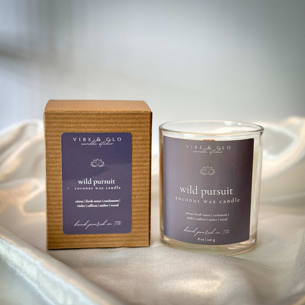 
                  
                    Wild Pursuit Coconut Soy Candle - Vibe & Glo Candle Studio
                  
                